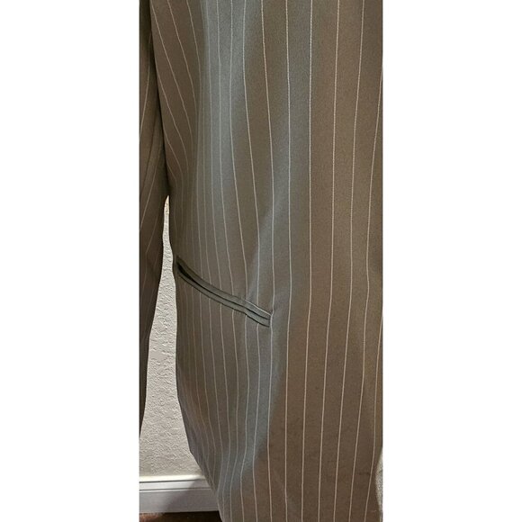 Vintage Pretty little Thing 90's Olive Pinstripe Blazer Jacket W Shoulder Pads - Picture 6 of 8